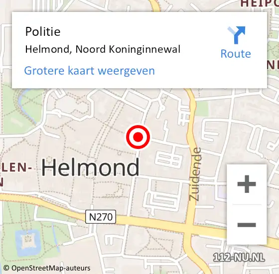 Locatie op kaart van de 112 melding: Politie Helmond, Nrd Koninginnewal op 26 december 2019 18:57