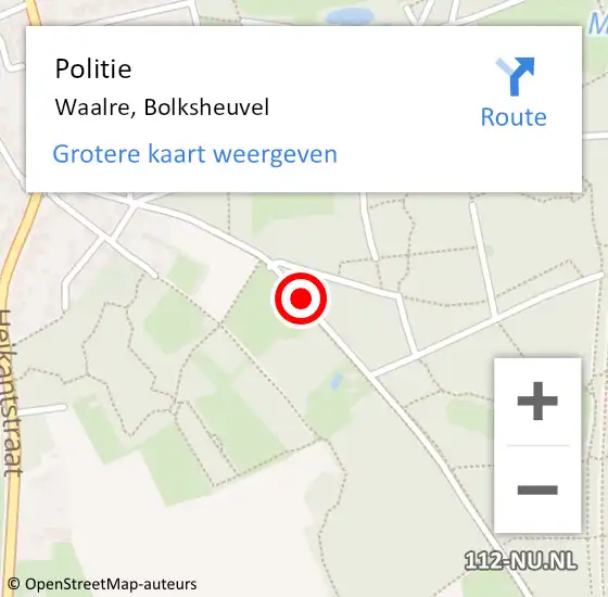Locatie op kaart van de 112 melding: Politie Waalre, Bolksheuvel op 26 december 2019 20:04