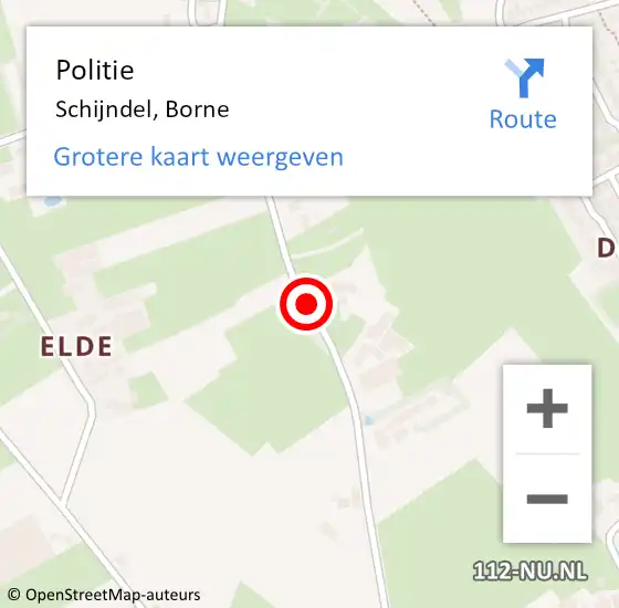 Locatie op kaart van de 112 melding: Politie Schijndel, Borne op 26 december 2019 20:59