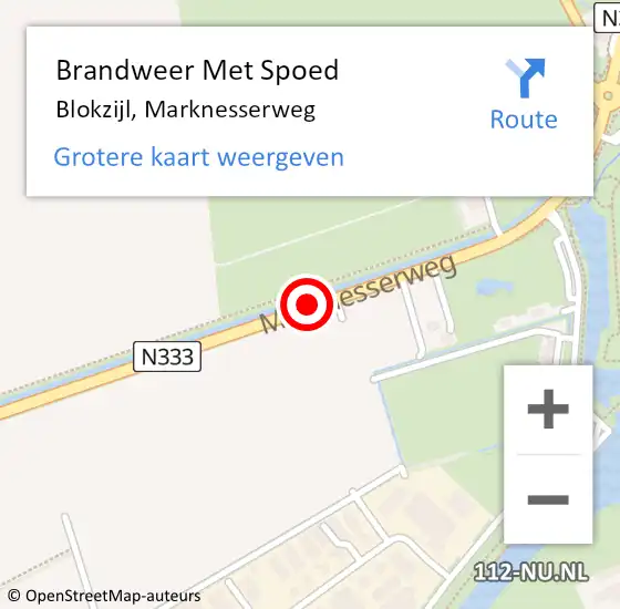 Locatie op kaart van de 112 melding: Brandweer Met Spoed Naar Blokzijl, Marknesserweg op 26 december 2019 22:31