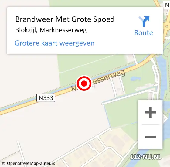 Locatie op kaart van de 112 melding: Brandweer Met Grote Spoed Naar Blokzijl, Marknesserweg op 26 december 2019 23:23