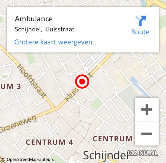 Locatie op kaart van de 112 melding: Ambulance Schijndel, Kluisstraat op 27 december 2019 11:13