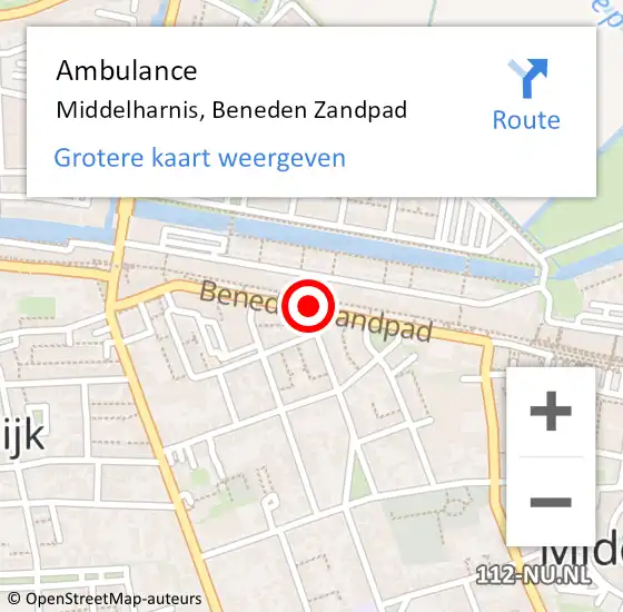 Locatie op kaart van de 112 melding: Ambulance Middelharnis, Beneden Zandpad op 27 december 2019 12:02