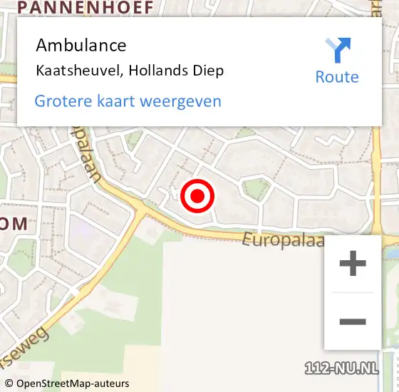 Locatie op kaart van de 112 melding: Ambulance Kaatsheuvel, Hollands Diep op 27 december 2019 14:28