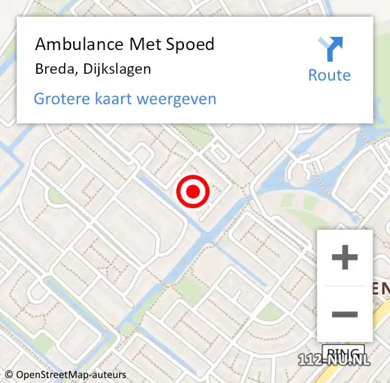 Locatie op kaart van de 112 melding: Ambulance Met Spoed Naar Breda, Dijkslagen op 27 december 2019 16:00