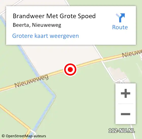 Locatie op kaart van de 112 melding: Brandweer Met Grote Spoed Naar Beerta, Nieuweweg op 27 december 2019 16:06