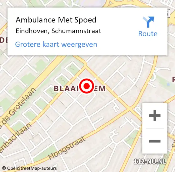 Locatie op kaart van de 112 melding: Ambulance Met Spoed Naar Eindhoven, Schumannstraat op 27 december 2019 17:57