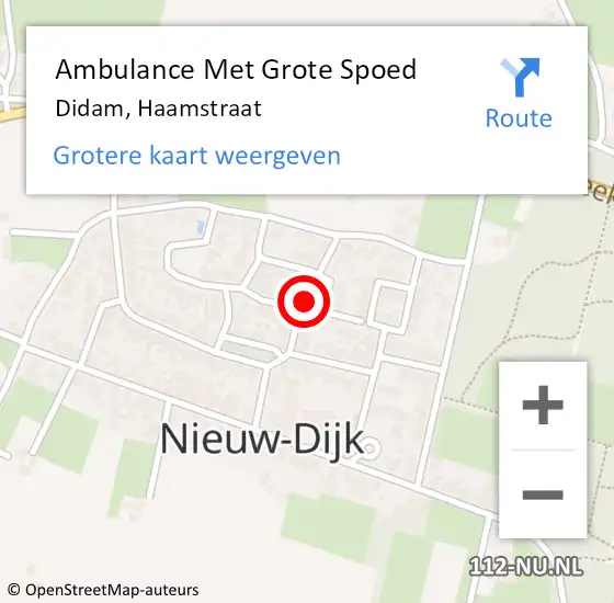 Locatie op kaart van de 112 melding: Ambulance Met Grote Spoed Naar Didam, Haamstraat op 28 december 2019 00:26