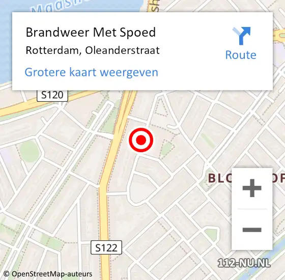 Locatie op kaart van de 112 melding: Brandweer Met Spoed Naar Rotterdam, Oleanderstraat op 28 december 2019 14:21