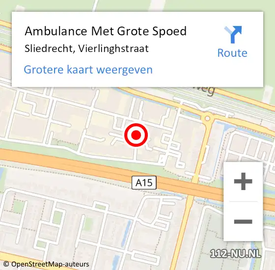 Locatie op kaart van de 112 melding: Ambulance Met Grote Spoed Naar Sliedrecht, Vierlinghstraat op 28 december 2019 14:23