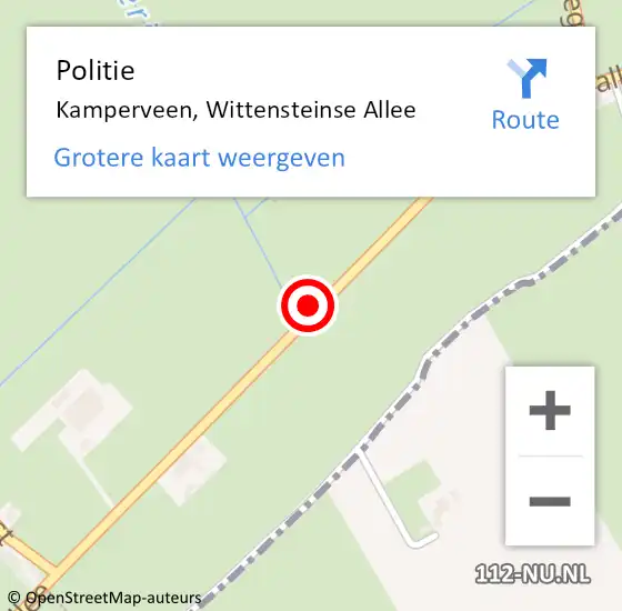 Locatie op kaart van de 112 melding: Politie Kamperveen, Wittensteinse Allee op 28 december 2019 17:18