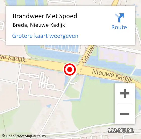 Locatie op kaart van de 112 melding: Brandweer Met Spoed Naar Breda, Nieuwe Kadijk op 28 december 2019 21:53