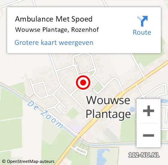 Locatie op kaart van de 112 melding: Ambulance Met Spoed Naar Wouwse Plantage, Rozenhof op 28 december 2019 23:34
