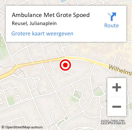 Locatie op kaart van de 112 melding: Ambulance Met Grote Spoed Naar Reusel, Julianaplein op 29 december 2019 00:15