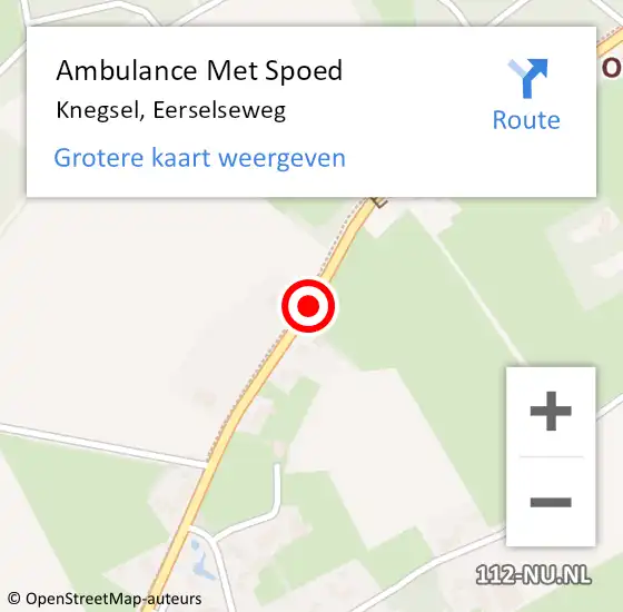 Locatie op kaart van de 112 melding: Ambulance Met Spoed Naar Knegsel, Eerselseweg op 29 december 2019 00:59