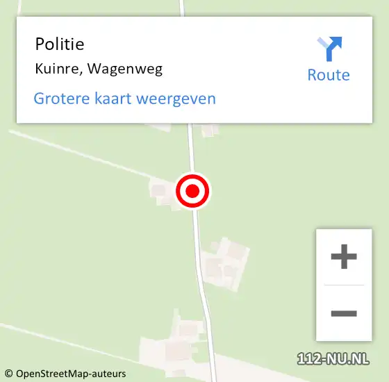 Locatie op kaart van de 112 melding: Politie Kuinre, Wagenweg op 29 december 2019 02:18