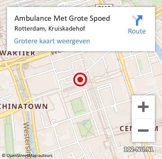 Locatie op kaart van de 112 melding: Ambulance Met Grote Spoed Naar Rotterdam, Kruiskadehof op 29 december 2019 06:03