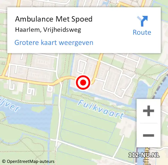 Locatie op kaart van de 112 melding: Ambulance Met Spoed Naar Haarlem, Vrijheidsweg op 29 december 2019 09:07