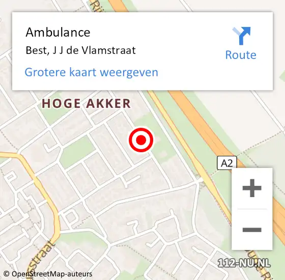 Locatie op kaart van de 112 melding: Ambulance Best, J J de Vlamstraat op 29 december 2019 14:02