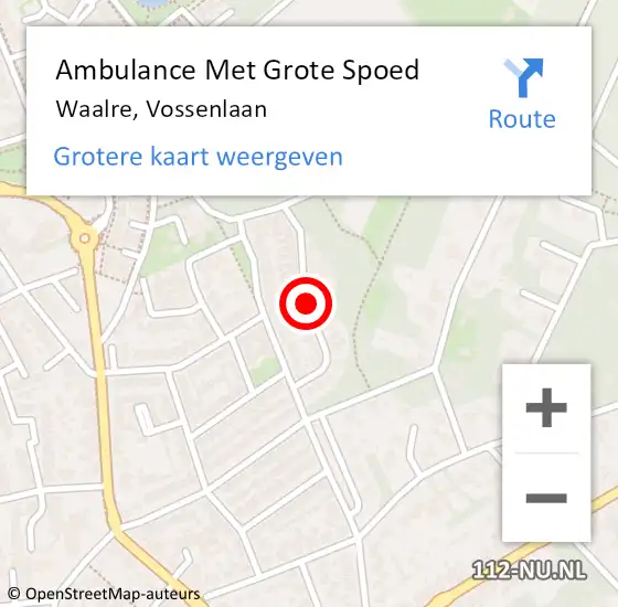 Locatie op kaart van de 112 melding: Ambulance Met Grote Spoed Naar Waalre, Vossenlaan op 29 december 2019 14:22