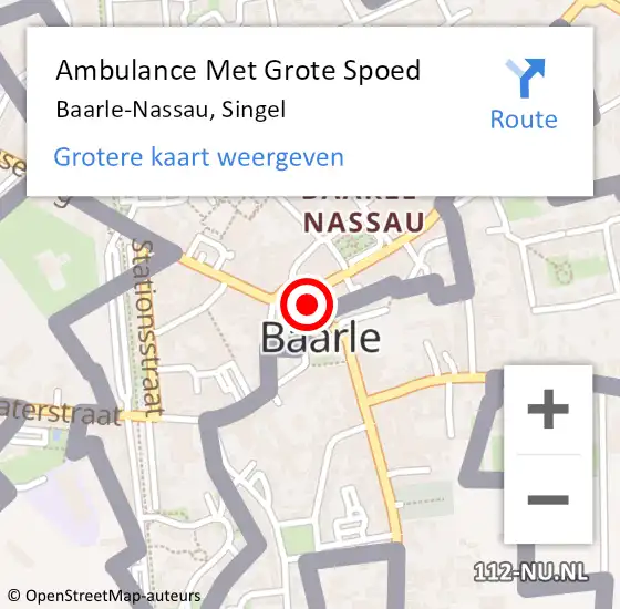 Locatie op kaart van de 112 melding: Ambulance Met Grote Spoed Naar Baarle-Nassau, Singel op 29 december 2019 15:03