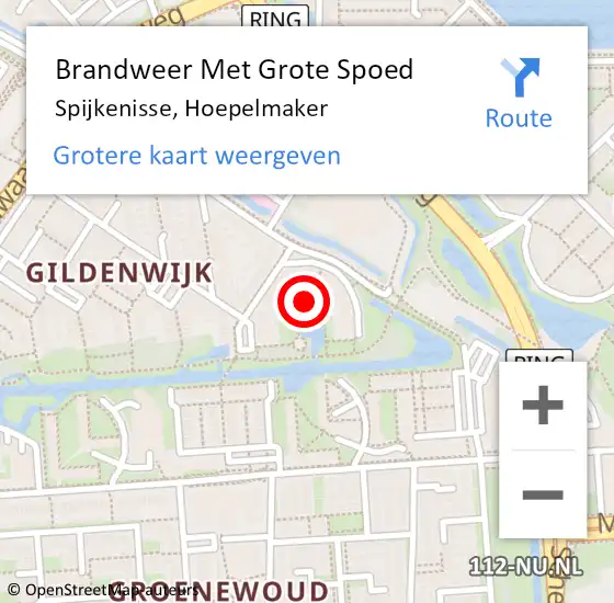 Locatie op kaart van de 112 melding: Brandweer Met Grote Spoed Naar Spijkenisse, Hoepelmaker op 29 december 2019 16:58