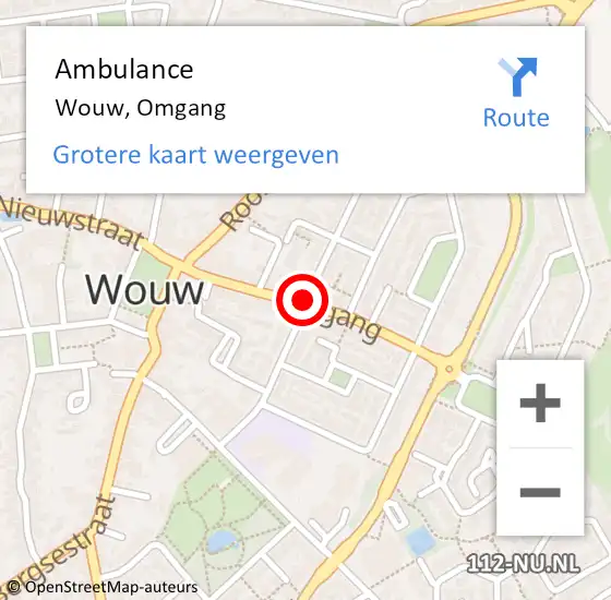 Locatie op kaart van de 112 melding: Ambulance Wouw, Omgang op 29 december 2019 20:11