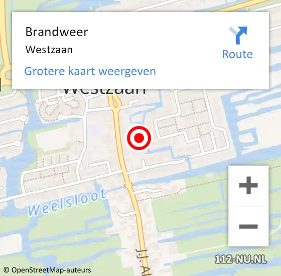 Locatie op kaart van de 112 melding: Brandweer Westzaan op 30 december 2019 10:47