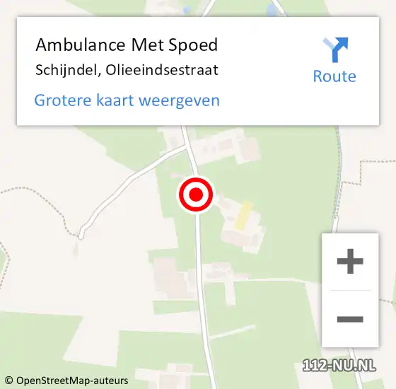 Locatie op kaart van de 112 melding: Ambulance Met Spoed Naar Schijndel, Olieeindsestraat op 30 december 2019 11:04