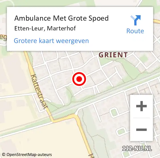 Locatie op kaart van de 112 melding: Ambulance Met Grote Spoed Naar Etten-Leur, Marterhof op 30 december 2019 12:17