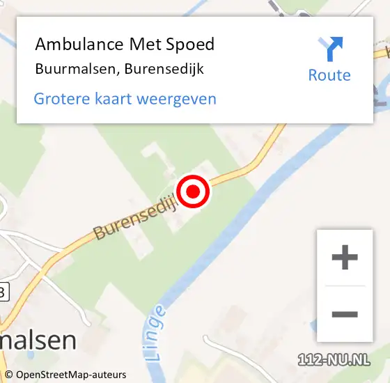 Locatie op kaart van de 112 melding: Ambulance Met Spoed Naar Buurmalsen, Burensedijk op 30 december 2019 12:31