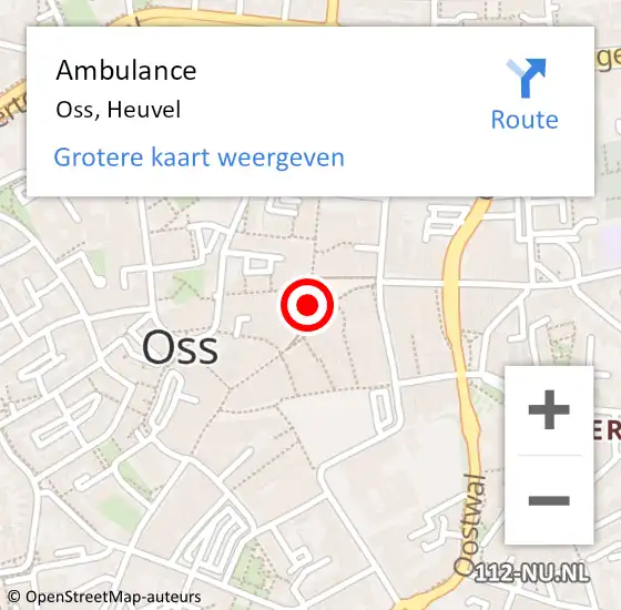 Locatie op kaart van de 112 melding: Ambulance Oss, Heuvel op 30 december 2019 13:49
