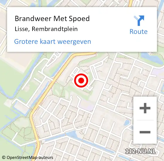 Locatie op kaart van de 112 melding: Brandweer Met Spoed Naar Lisse, Rembrandtplein op 30 december 2019 15:23