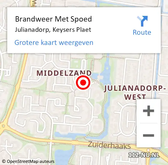 Locatie op kaart van de 112 melding: Brandweer Met Spoed Naar Julianadorp, Keysers Plaet op 30 december 2019 15:37