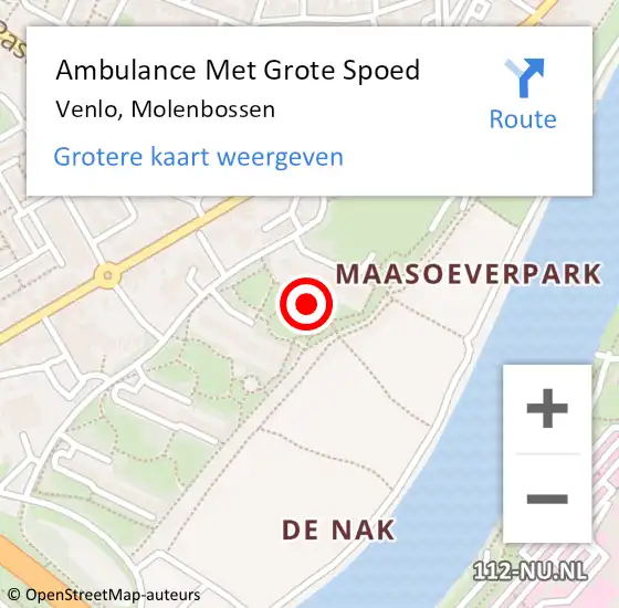 Locatie op kaart van de 112 melding: Ambulance Met Grote Spoed Naar Venlo, Molenbossen op 30 december 2019 22:03