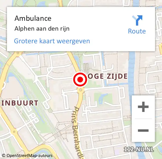 Locatie op kaart van de 112 melding: Ambulance Alphen aan den rijn op 30 december 2019 22:07