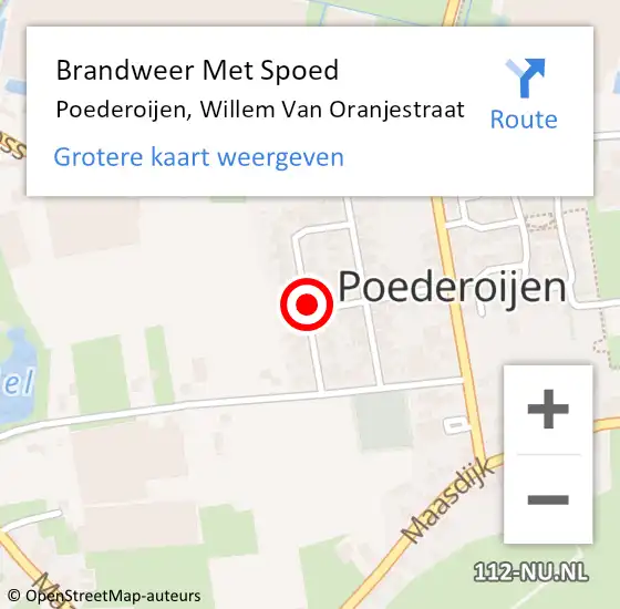 Locatie op kaart van de 112 melding: Brandweer Met Spoed Naar Poederoijen, Willem Van Oranjestraat op 30 december 2019 22:24