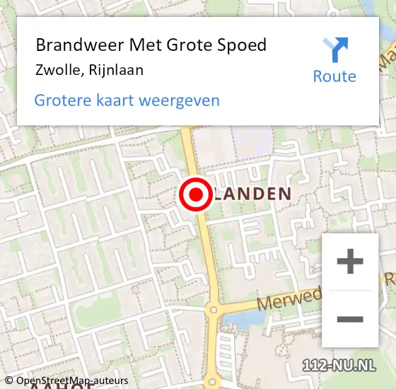 Locatie op kaart van de 112 melding: Brandweer Met Grote Spoed Naar Zwolle, Rijnlaan op 31 december 2019 01:49