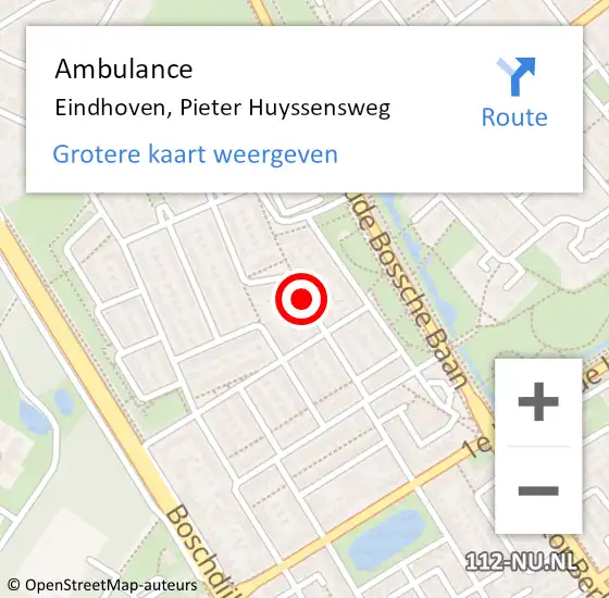 Locatie op kaart van de 112 melding: Ambulance Eindhoven, Pieter Huyssensweg op 31 december 2019 13:02