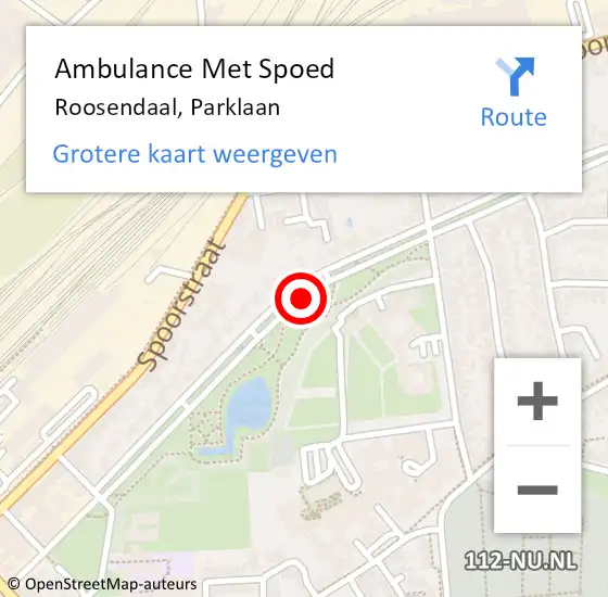 Locatie op kaart van de 112 melding: Ambulance Met Spoed Naar Roosendaal, Parklaan op 31 december 2019 16:20