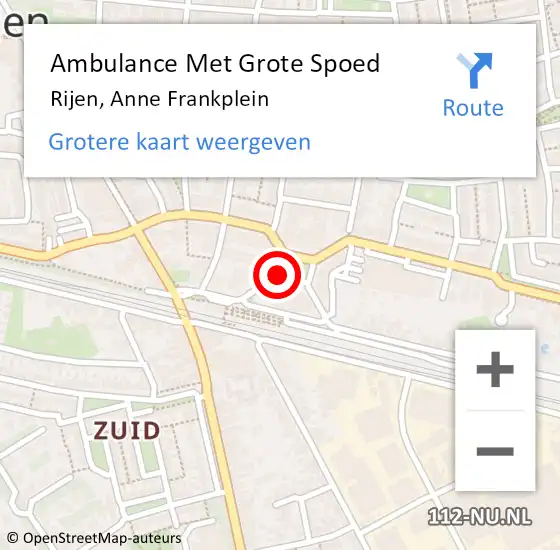 Locatie op kaart van de 112 melding: Ambulance Met Grote Spoed Naar Rijen, Anne Frankplein op 31 december 2019 16:24
