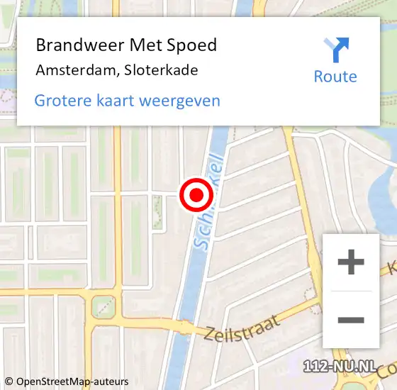 Locatie op kaart van de 112 melding: Brandweer Met Spoed Naar Amsterdam, Sloterkade op 31 december 2019 19:24