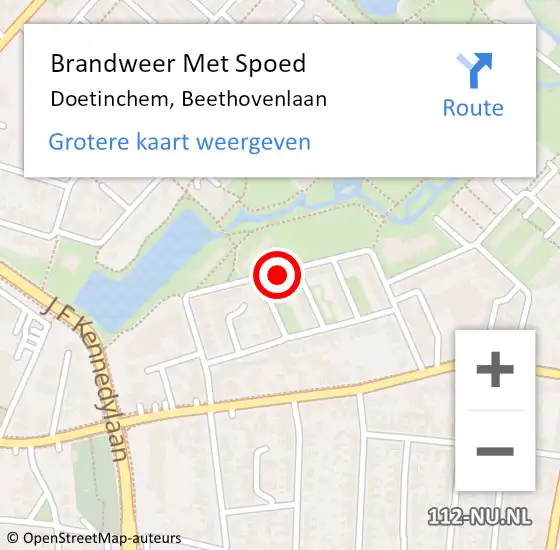 Locatie op kaart van de 112 melding: Brandweer Met Spoed Naar Doetinchem, Beethovenlaan op 31 december 2019 19:33