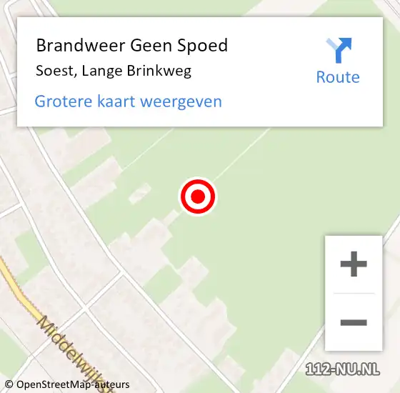 Locatie op kaart van de 112 melding: Brandweer Geen Spoed Naar Soest, Lange Brinkweg op 31 december 2019 20:06