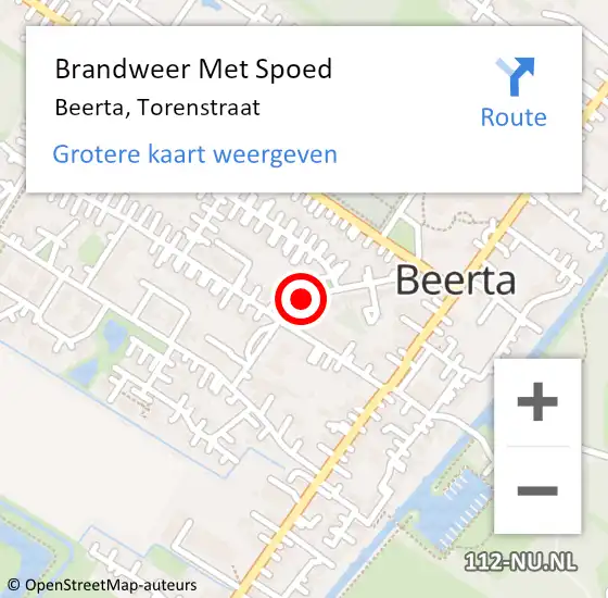 Locatie op kaart van de 112 melding: Brandweer Met Spoed Naar Beerta, Torenstraat op 31 december 2019 21:26