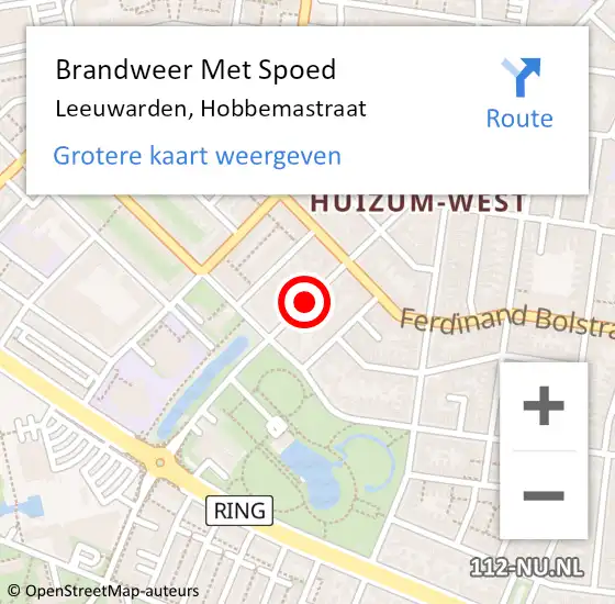 Locatie op kaart van de 112 melding: Brandweer Met Spoed Naar Leeuwarden, Hobbemastraat op 31 december 2019 22:10