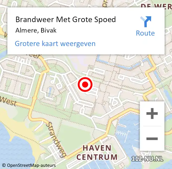 Locatie op kaart van de 112 melding: Brandweer Met Grote Spoed Naar Almere, Bivak op 31 december 2019 23:42