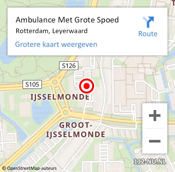 Locatie op kaart van de 112 melding: Ambulance Met Grote Spoed Naar Rotterdam, Leyerwaard op 2 januari 2020 10:46
