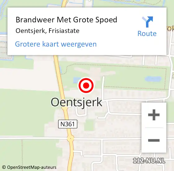 Locatie op kaart van de 112 melding: Brandweer Met Grote Spoed Naar Oentsjerk, Frisiastate op 2 januari 2020 11:32