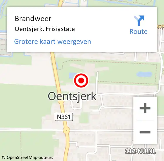 Locatie op kaart van de 112 melding: Brandweer Oentsjerk, Frisiastate op 2 januari 2020 11:34